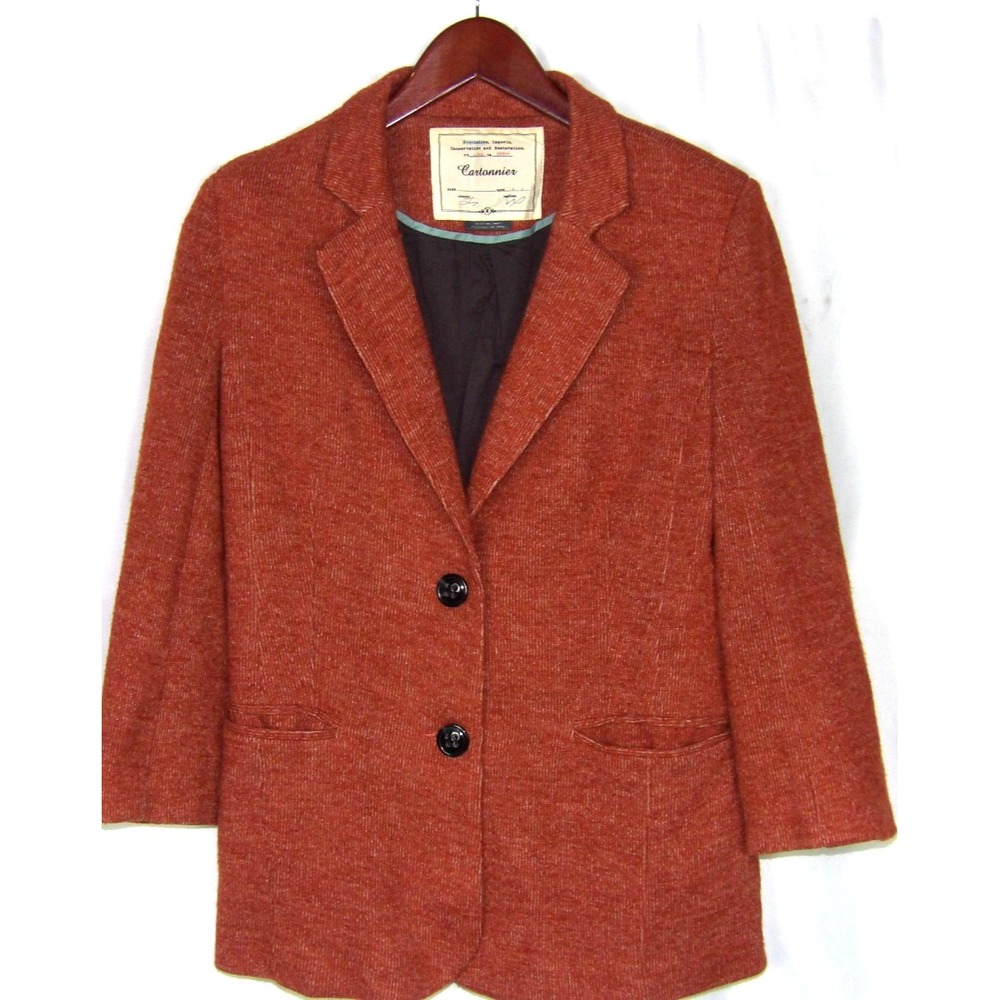 Anthropologie CARTONNIER 2 Button Burnt Oange Office Blazer Women's Medium